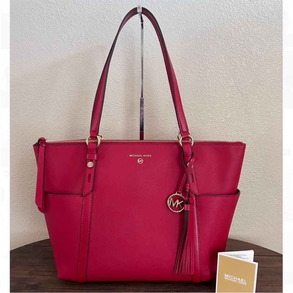 NEW ♥️ Michael Kors Large Leather Sullivan Tote in Crimson - Picture 9 of 9